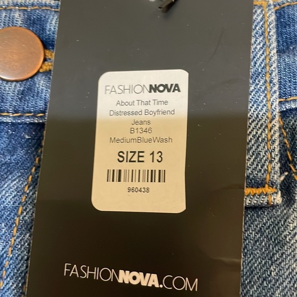 Womens New Fashion Nova About That Time Distressed Boyfriend Jeans - Medium Wash - Picture 7 of 12